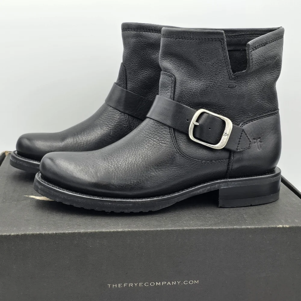 NIB Frye Veronica Flex Botties, Leather Moto Anlke Boots, Black, Women's 6 - Picture 5 of 16